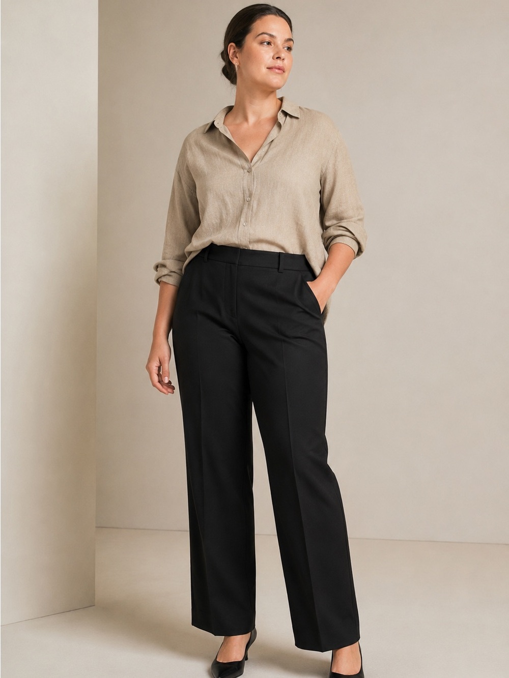 Marina Rinaldi Black Tailored Trousers Pants Size 16 Made in Italy